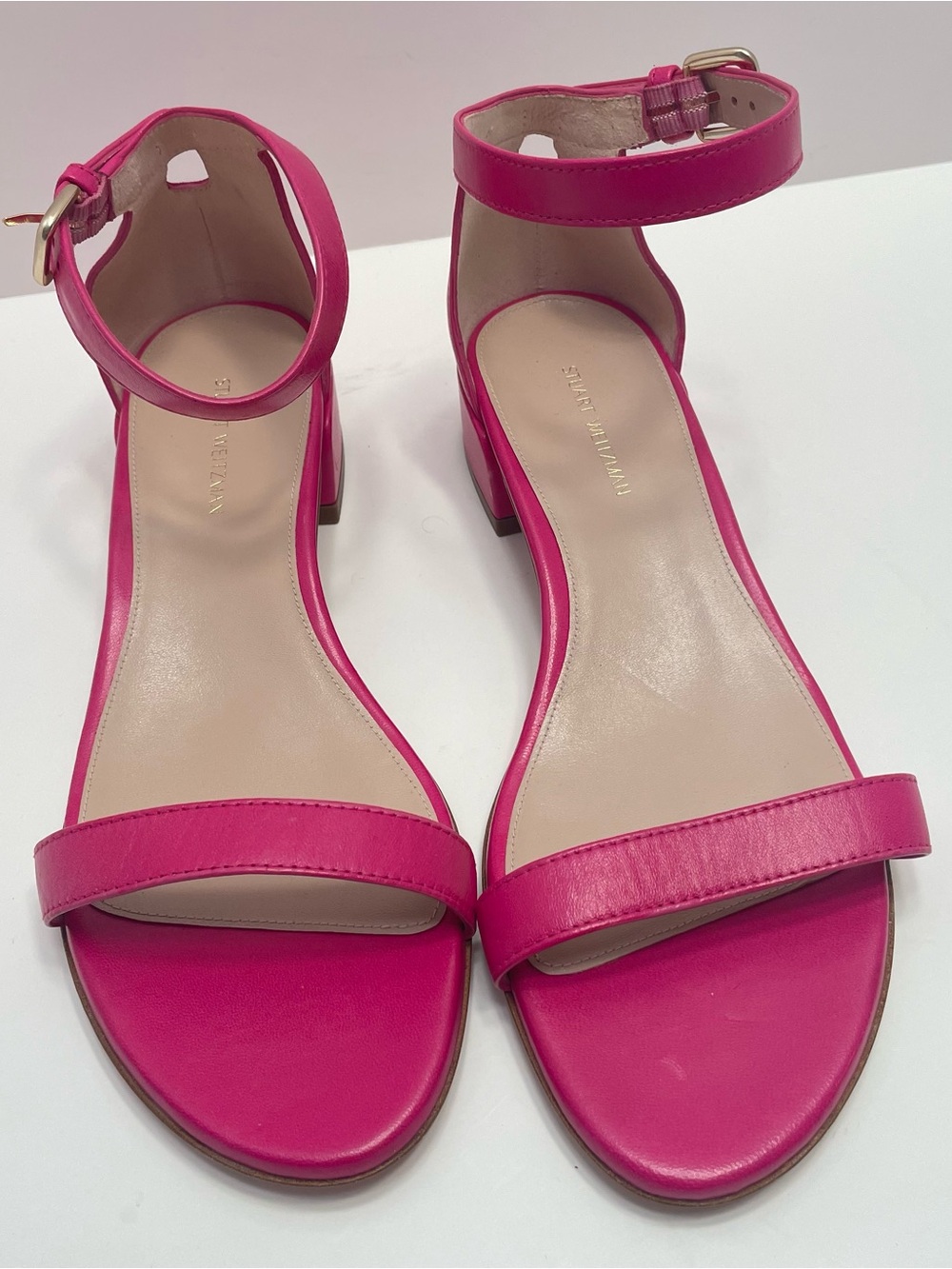 Stuart Weitzman Pink Leather Ankle-Strap Sandals US 8 (EU 38)